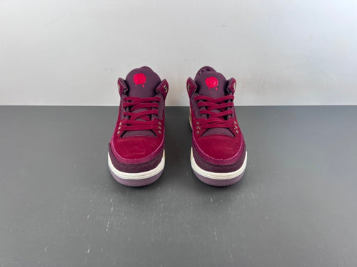 Air Jordan 3 Burgundy Sneakers with Cream Midsole Details