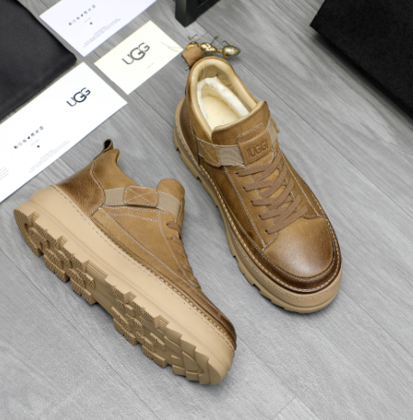UGG Tan Strap-Detail Lug-Sole Ankle Boots