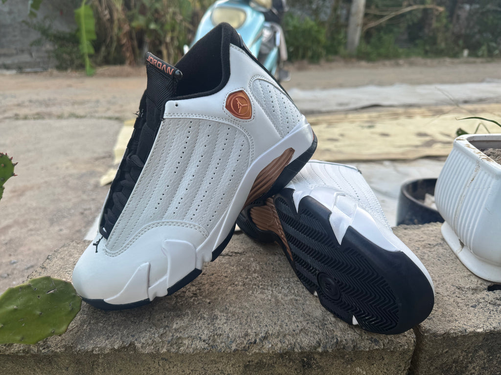 Air Jordan 14 Retro Sneakers – White & Gold