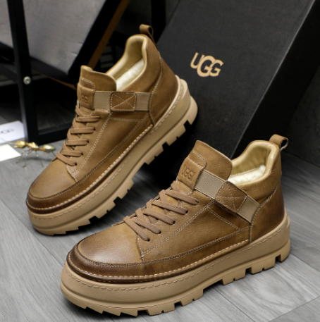 UGG Tan Strap-Detail Lug-Sole Ankle Boots