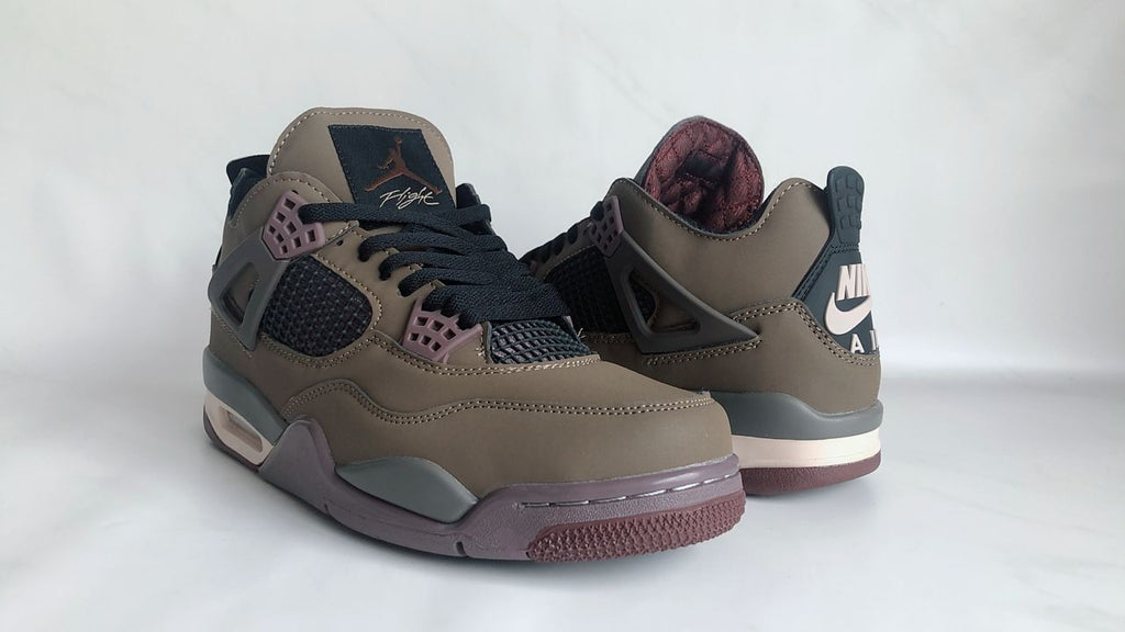 Air Jordan 4 Brown Sneakers with Mauve & Gray Details