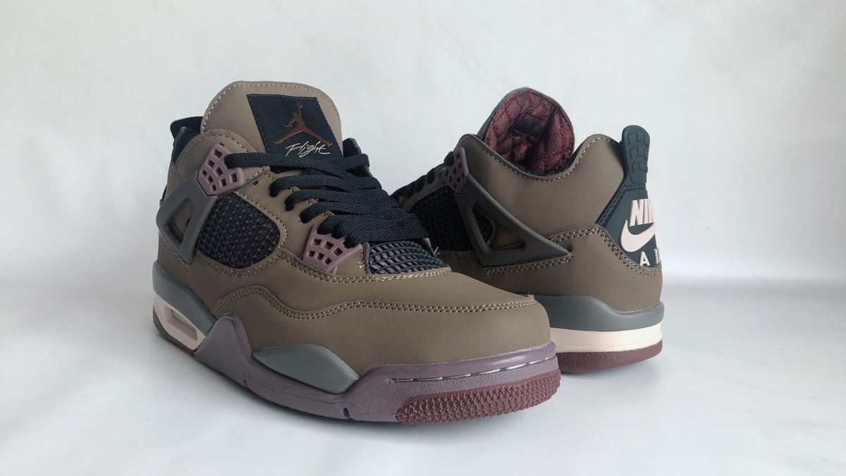 Air Jordan 4 Brown Sneakers with Mauve & Gray Details