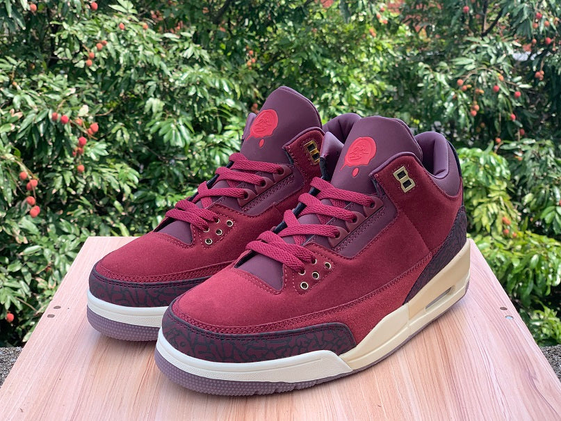 Air Jordan 3 OG Premium Bin 23 Burgundy Sneakers