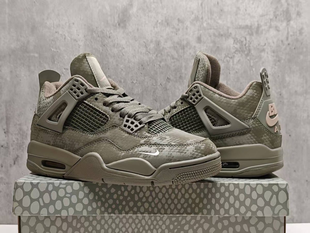 Air Jordan 4 Retro Military Mamba Custom Olive Sneakers