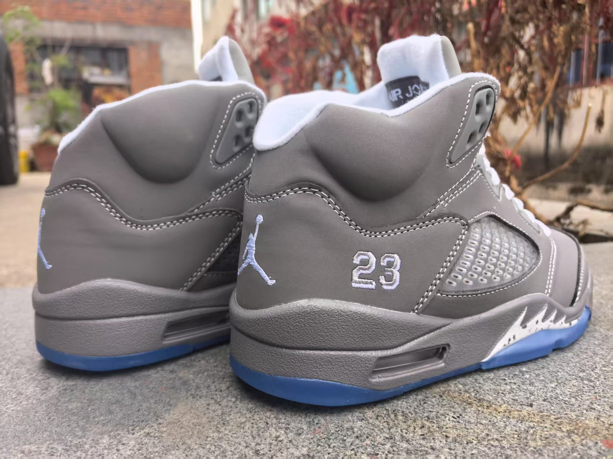 Air Jordan 5 Retro Gray & Ice Blue Sneakers