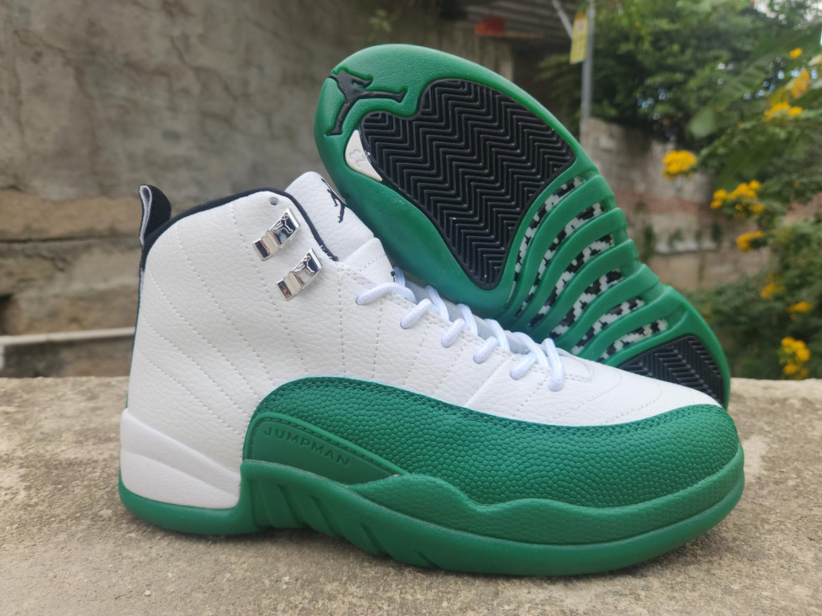 Air Jordan 12 Retro Sneakers – Summit White & Gorge Green