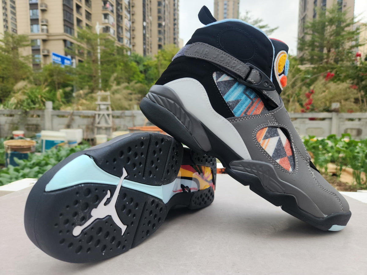 Air Jordan 8 High-Top Sneakers – Grey & Black