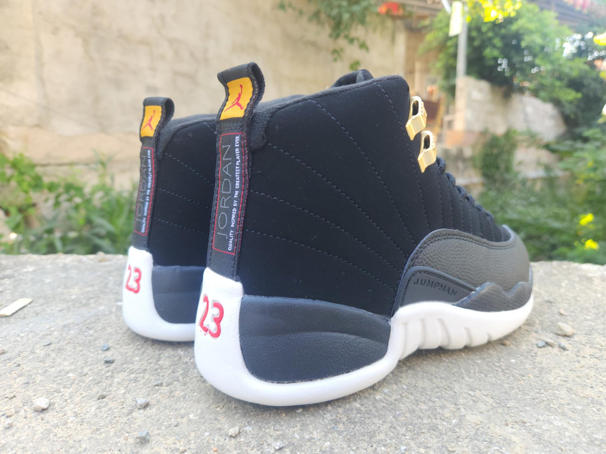 Air Jordan 12 Retro High-Top Sneakers – Black, White & Gold