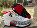 Air Jordan 12 Retro Sneakers – White, Black & Red Crackle Print