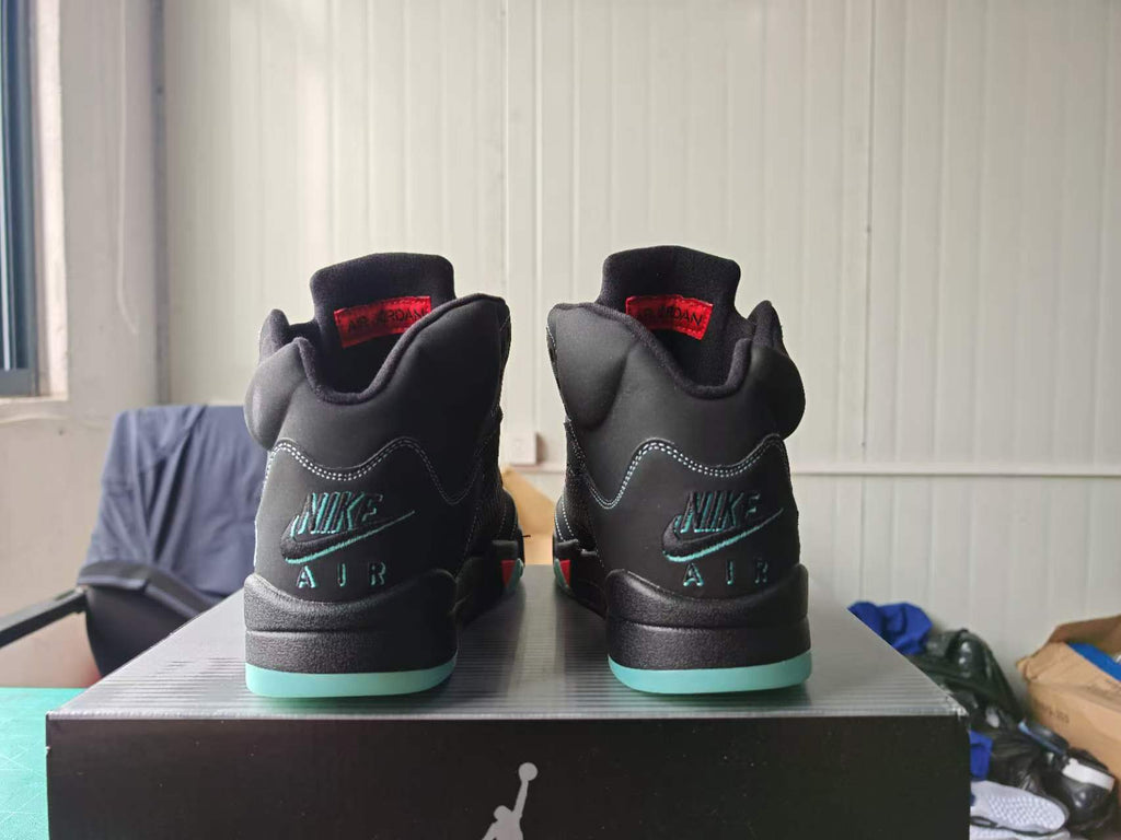 Air Jordan 5 Black, Mint & Red Sneakers