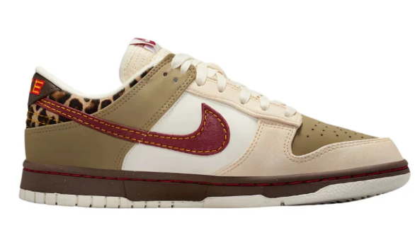 Nike Dunk Low Unisex Sneakers – Cream, Khaki & Burgundy