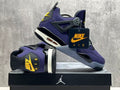 Air Jordan 4 Purple & Black Sneakers with Yellow Accents