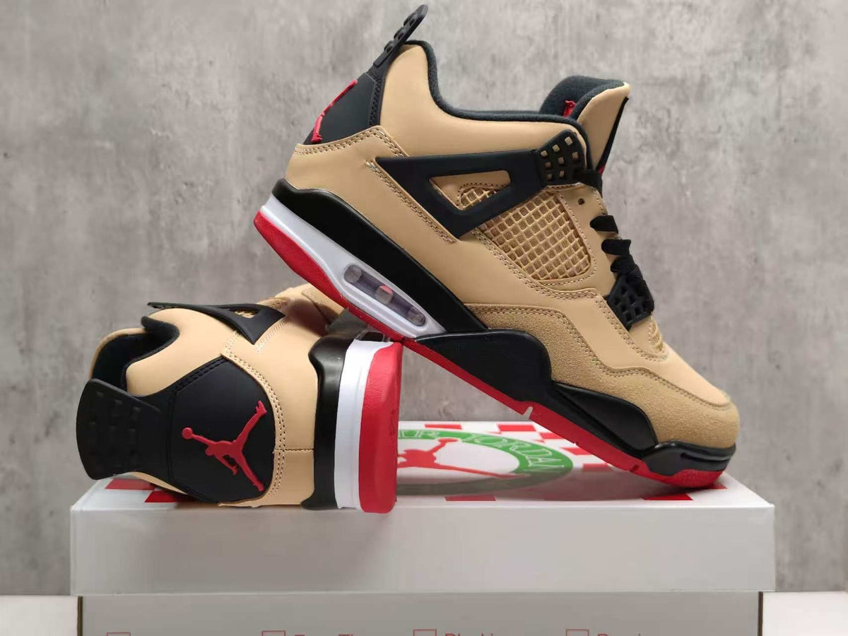 Air Jordan 4 Retro Pizza Tan & Red Sneakers