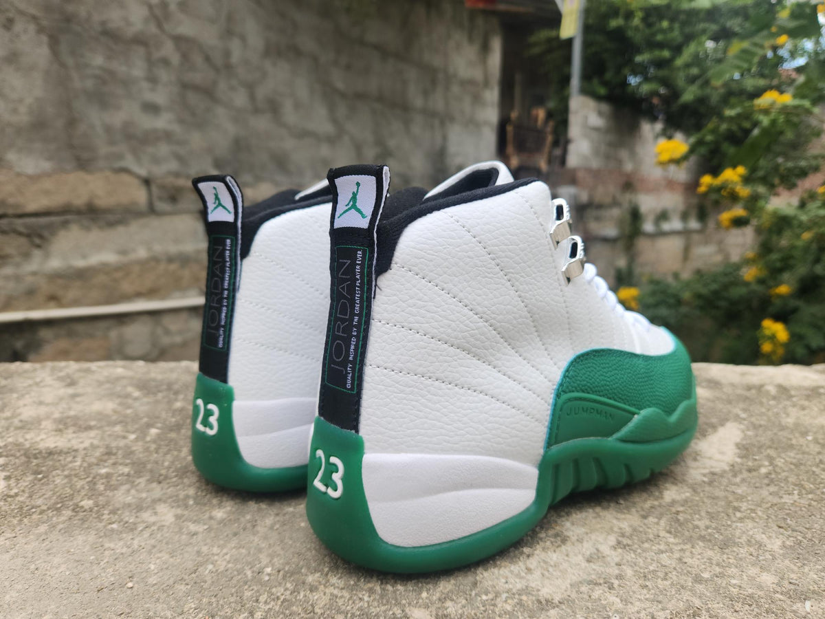 Air Jordan 12 Retro Sneakers – Summit White & Gorge Green