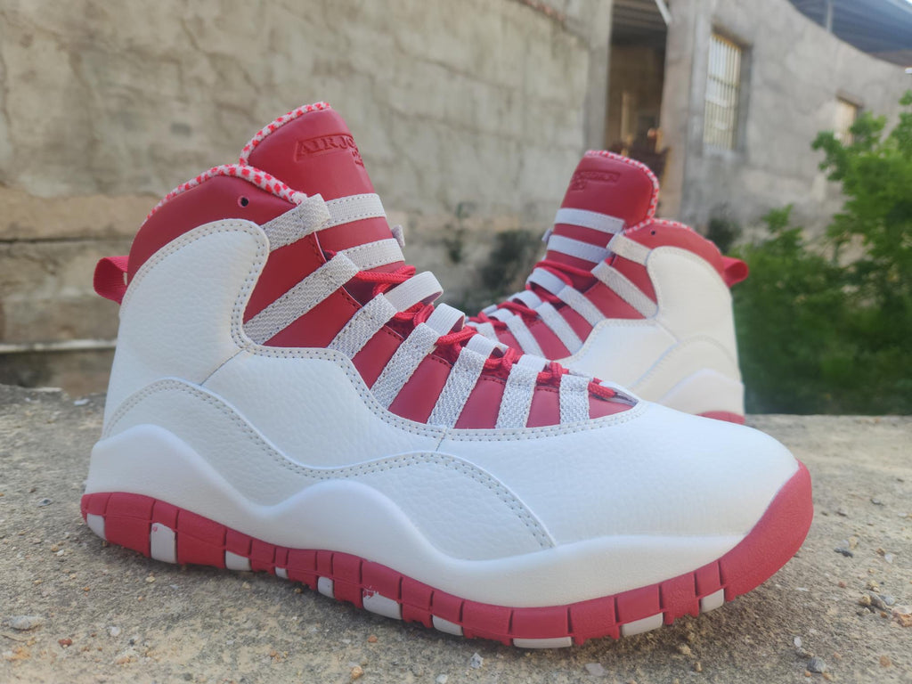 Air Jordan 10 White & Red High-Top Sneakers