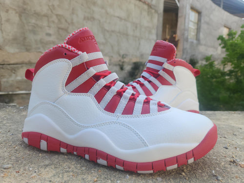 Air Jordan 10 White & Red High-Top Sneakers