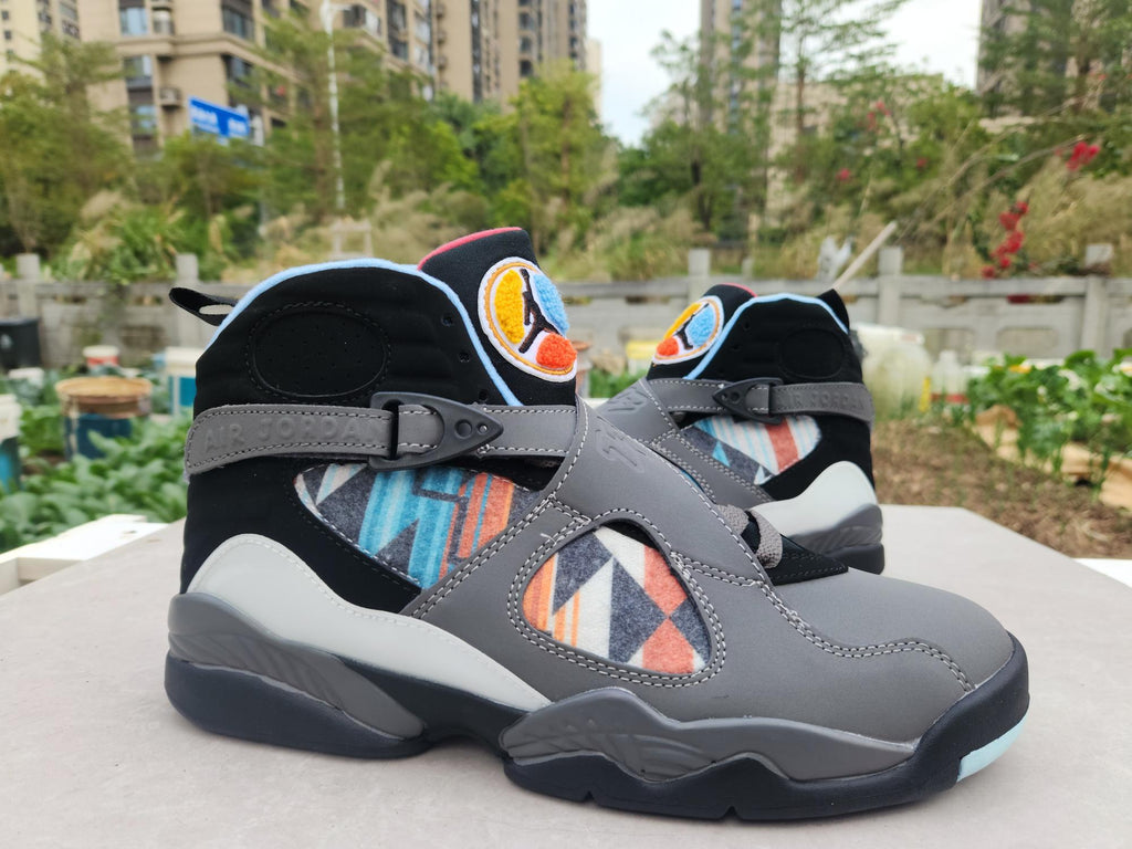 Air Jordan 8 High-Top Sneakers – Grey & Black