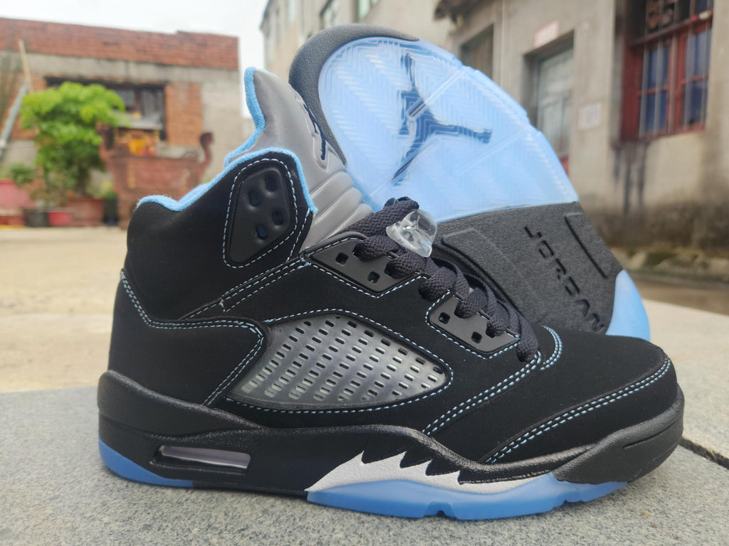 Air Jordan 5 Black & Light Blue Sneakers