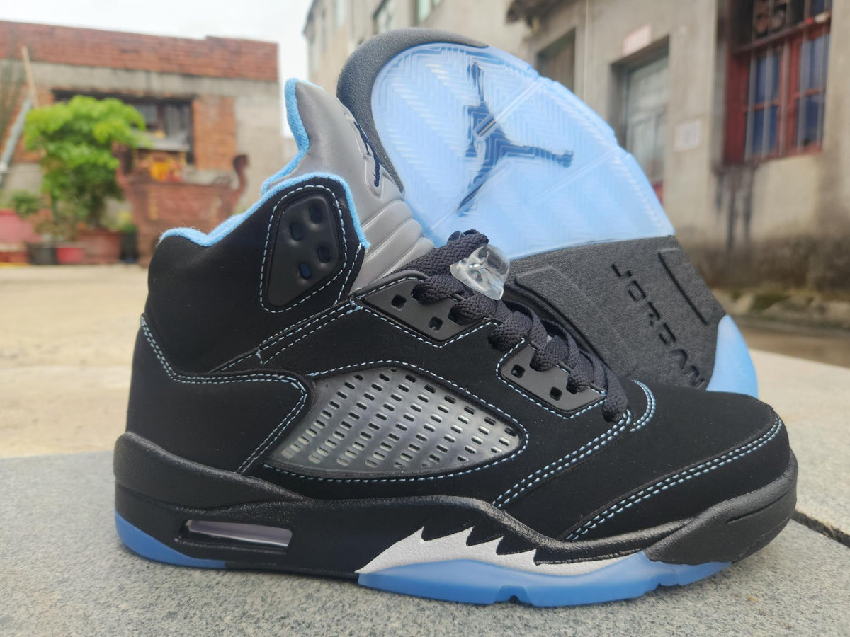 Air Jordan 5 Black & Light Blue Sneakers