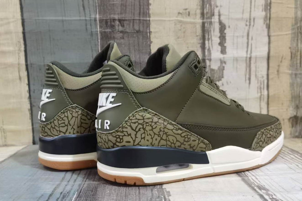 Air Jordan 3 Retro Medium Olive & Sail Sneakers