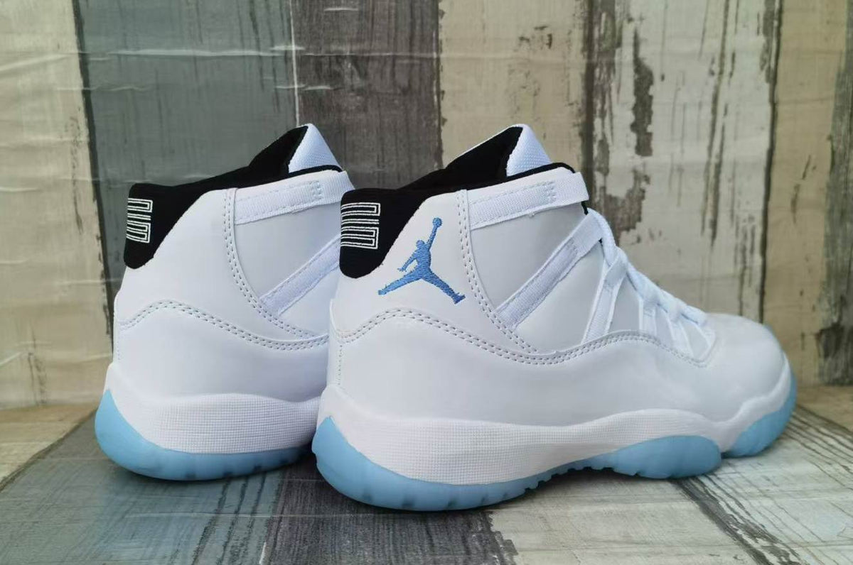 Air Jordan 11 White High-Top Sneakers with Icy Blue Soles