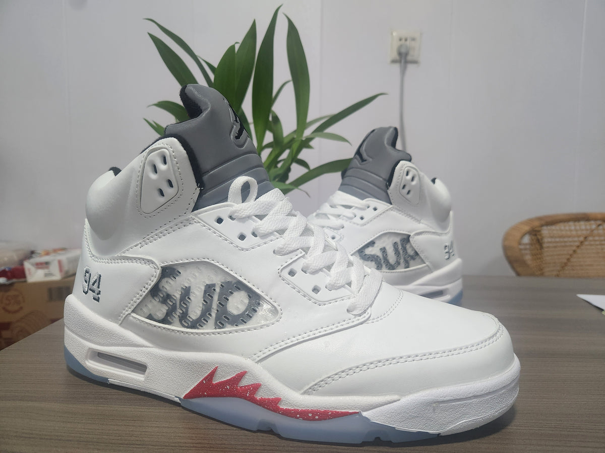 Air Jordan 5 High-Top Sneakers – White & Red