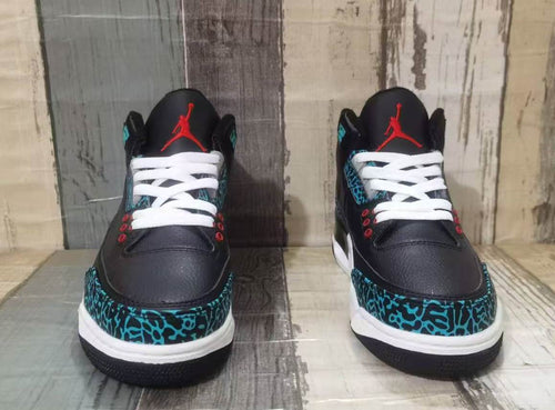 Air Jordan 3 Black & Teal Elephant-Print Sneakers