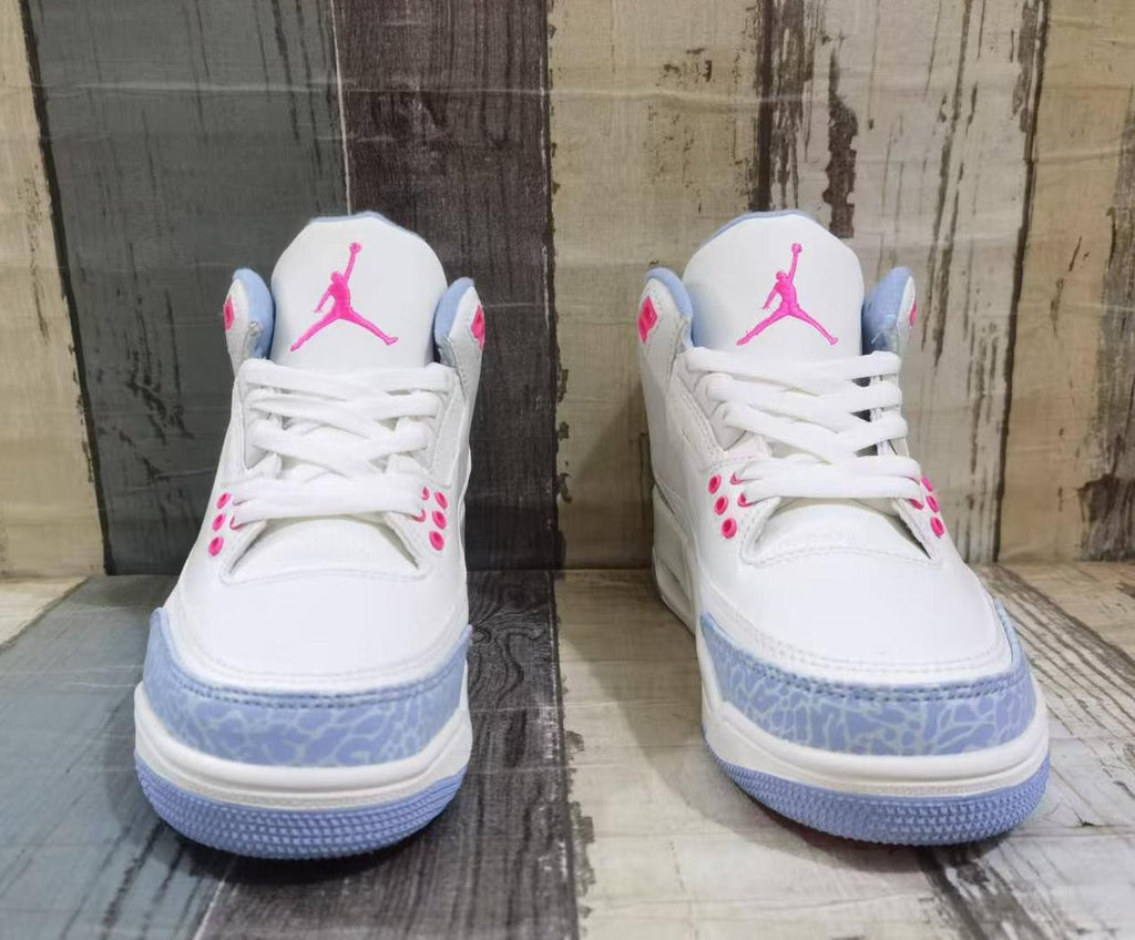 Air Jordan 3 Retro White, Light Blue & Pink Sneakers