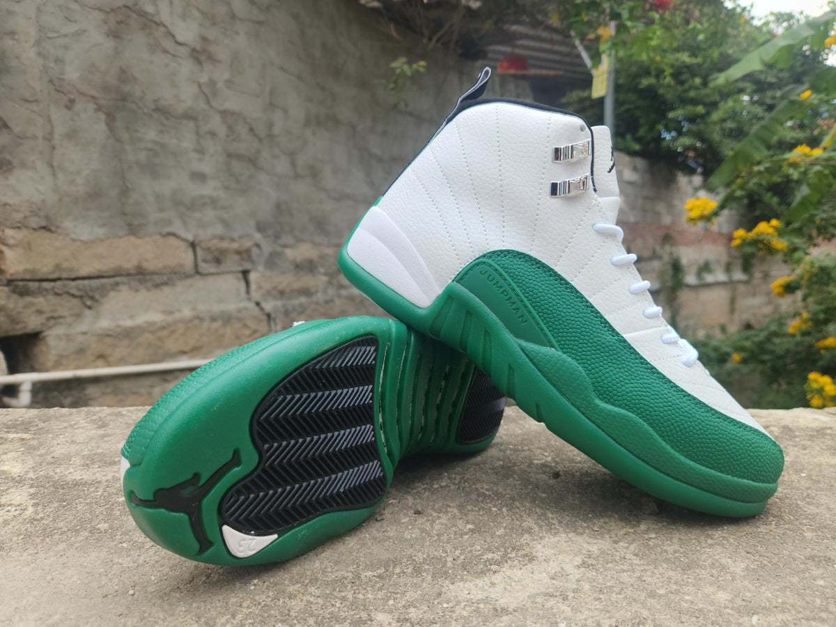 Air Jordan 12 Retro Sneakers – Summit White & Gorge Green