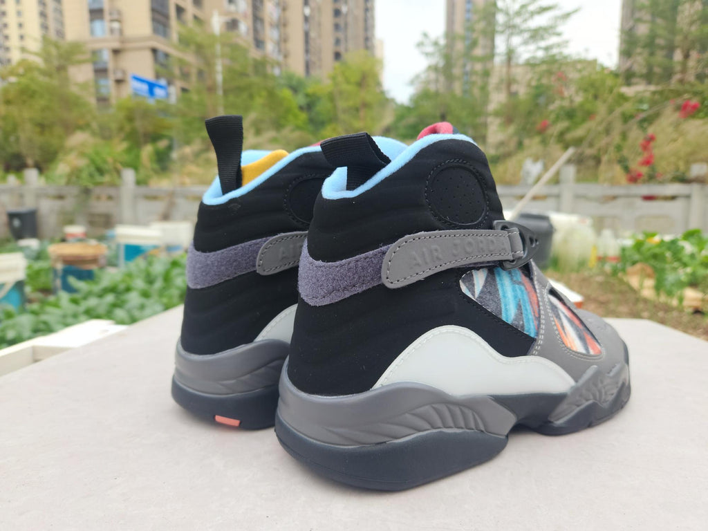 Air Jordan 8 High-Top Sneakers – Grey & Black
