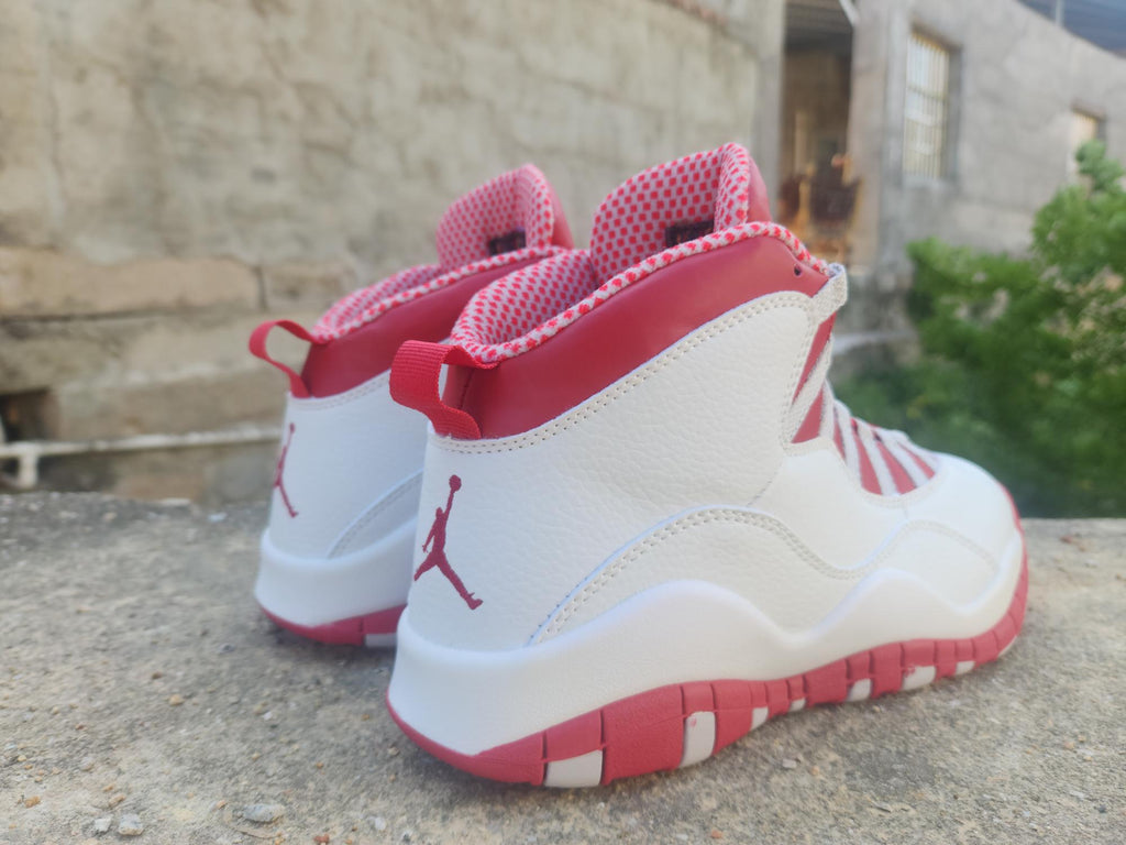 Air Jordan 10 White & Red High-Top Sneakers