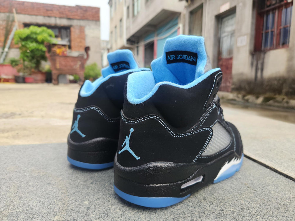 Air Jordan 5 Black & Light Blue Sneakers