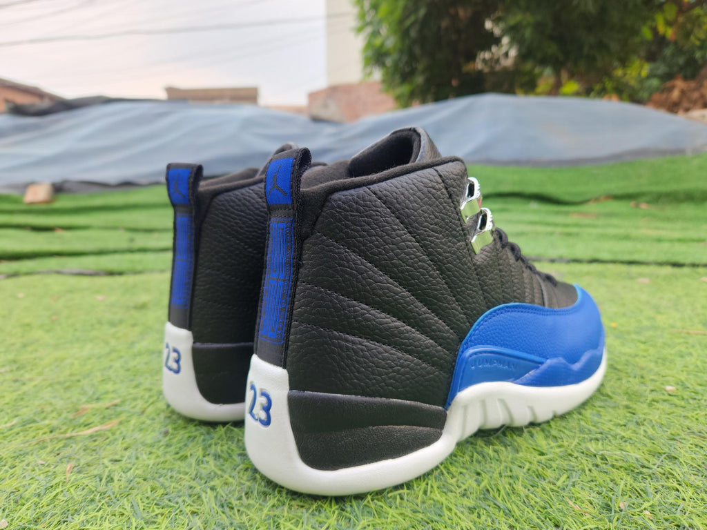 Air Jordan 12 High-Top Sneakers – Black, Blue & White