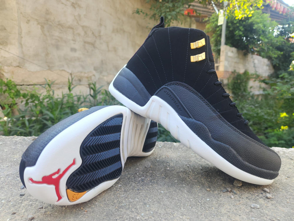 Air Jordan 12 Retro High-Top Sneakers – Black, White & Gold