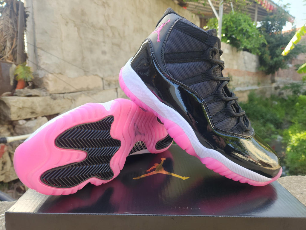 Air Jordan 11 Retro Black & Rose Pink High-Top Sneakers