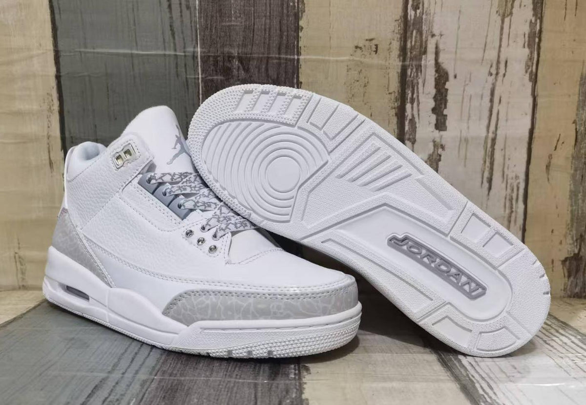 Air Jordan 3 Retro White & Light Grey Sneakers