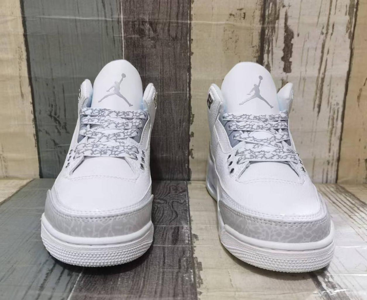 Air Jordan 3 Retro White & Light Grey Sneakers