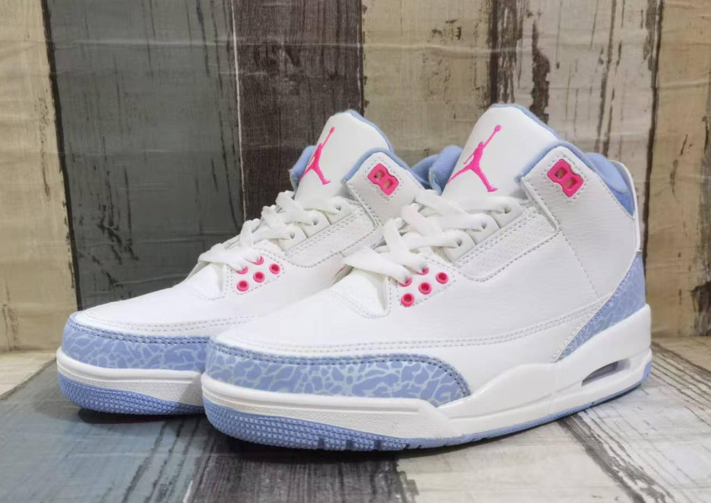 Air Jordan 3 Retro White, Light Blue & Pink Sneakers