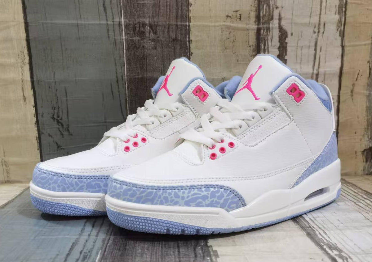 Air Jordan 3 Retro White, Light Blue & Pink Sneakers