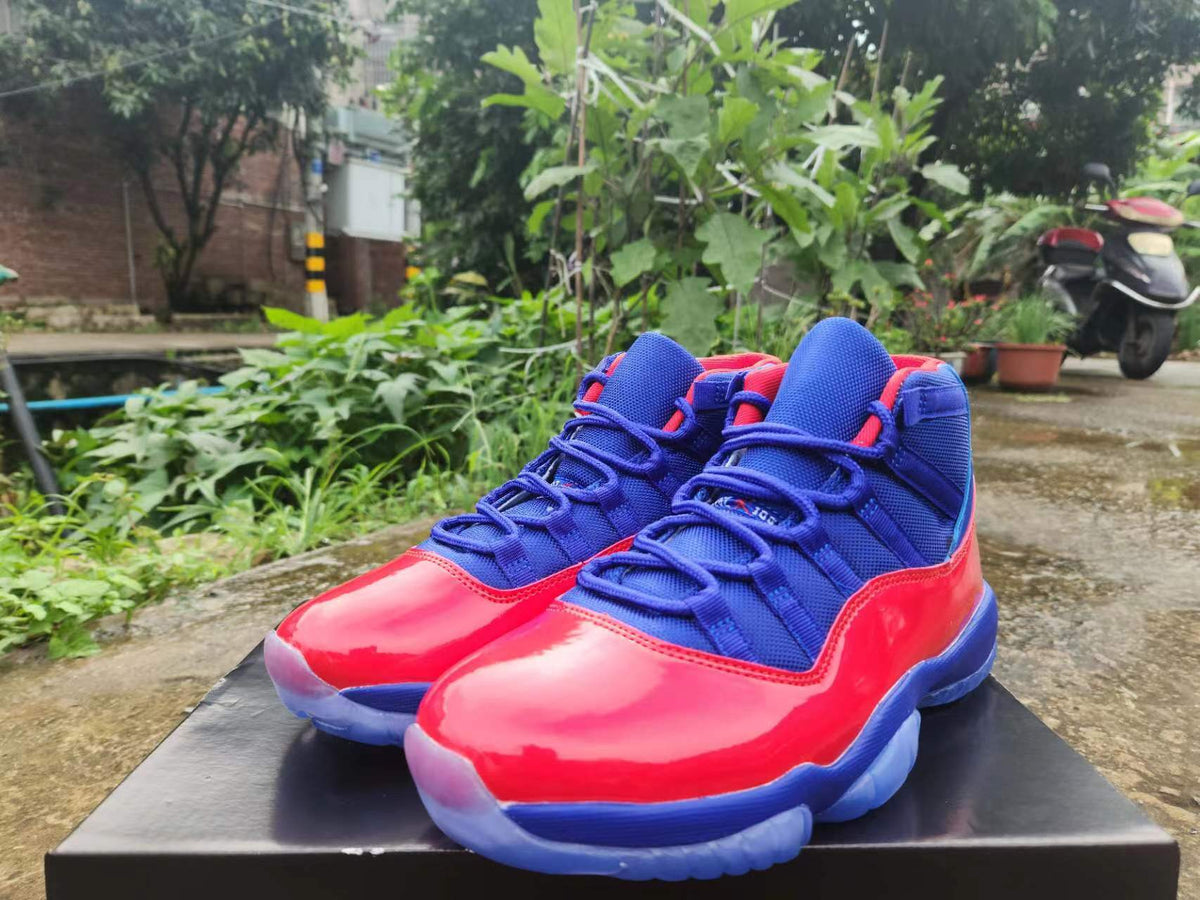 Air Jordan 11 High-Top Sneakers – Red & Royal Blue