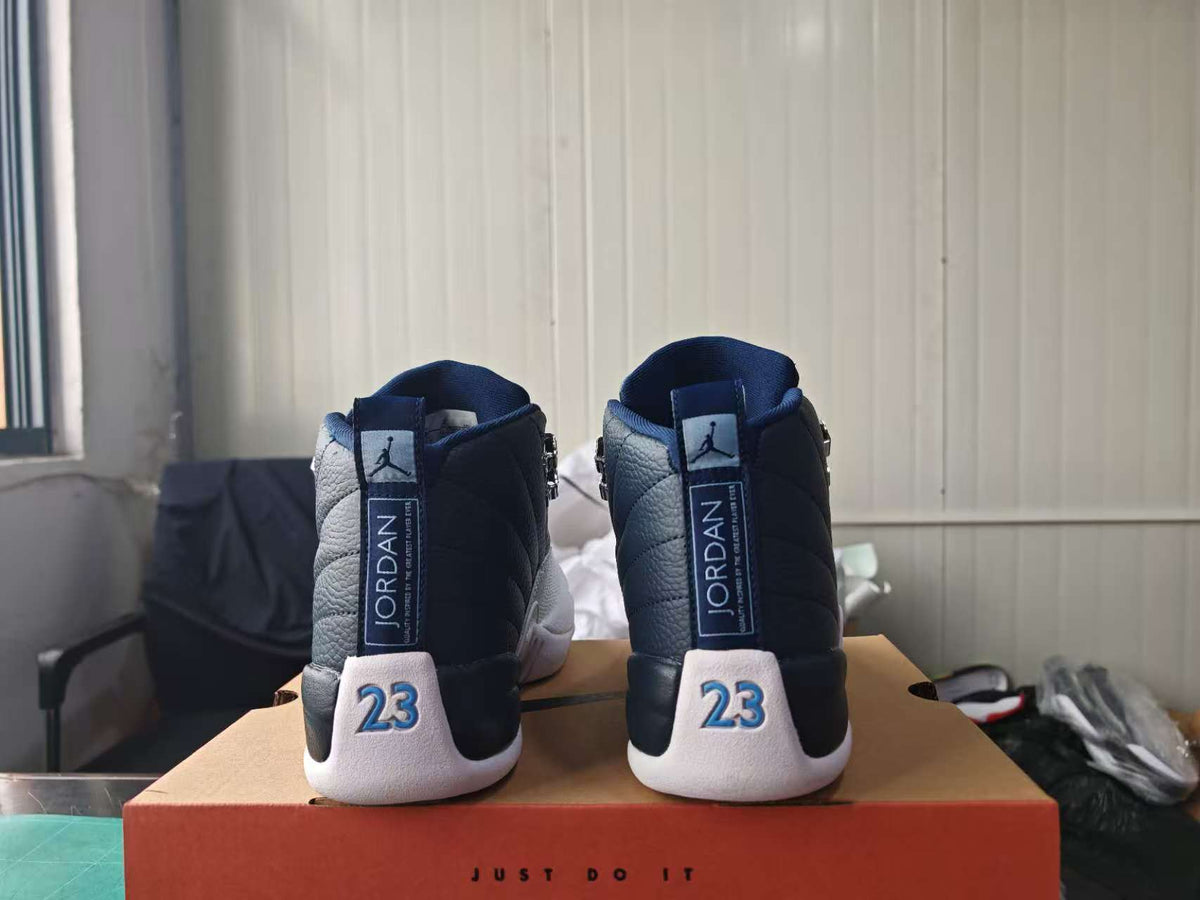 Air Jordan 12 Navy & White High-Top Sneakers