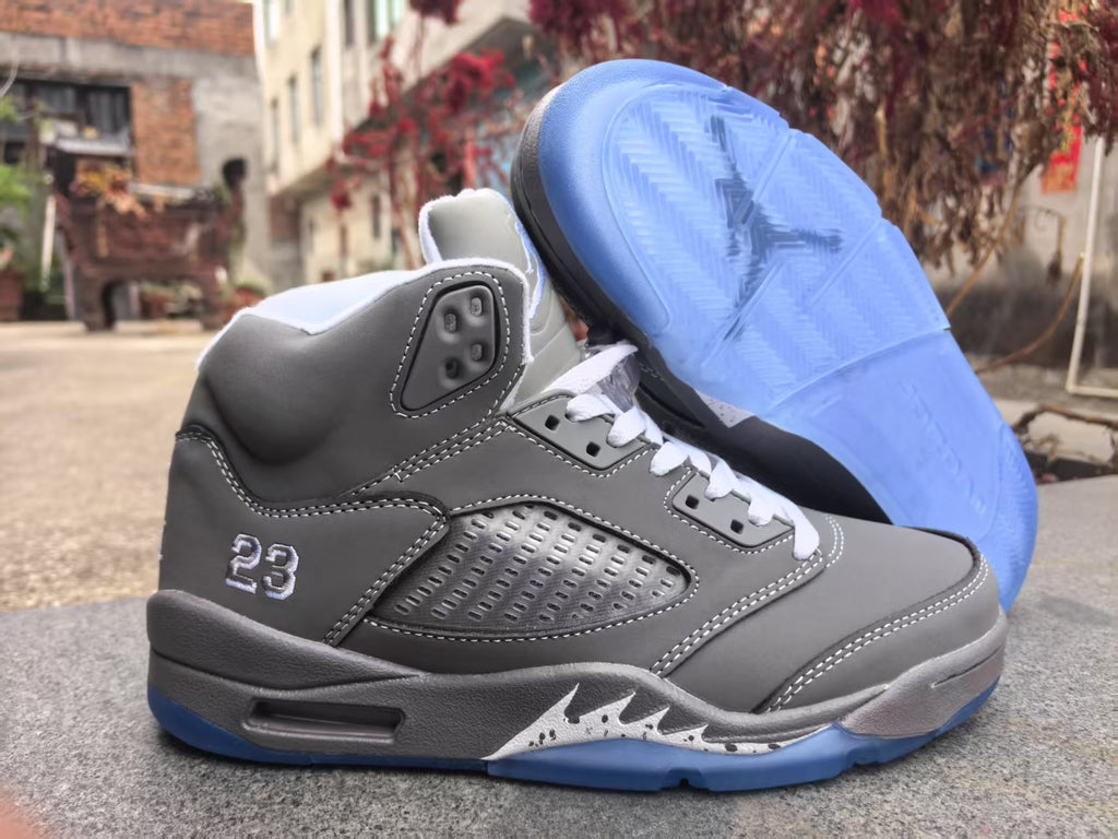 Air Jordan 5 Retro Gray & Ice Blue Sneakers