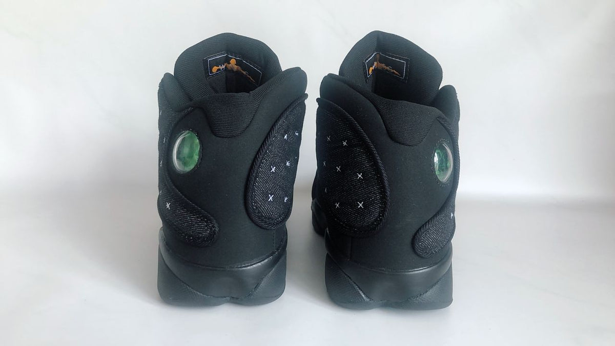 Air Jordan 13 Black Sneakers with Cross-Pattern Panels