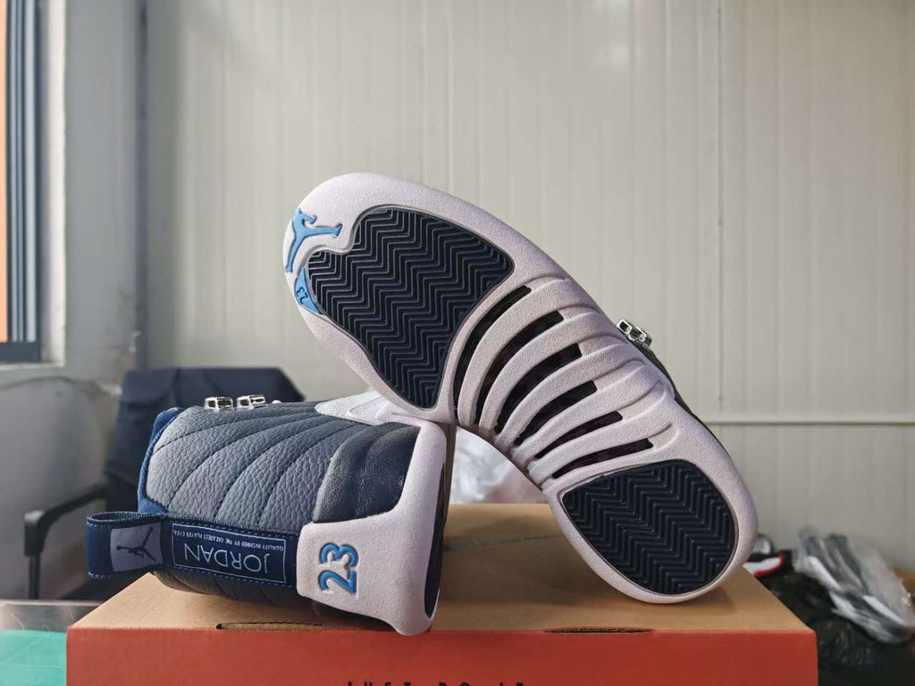Air Jordan 12 Navy & White High-Top Sneakers