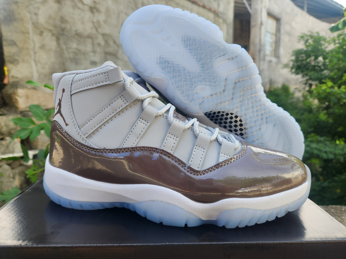 Air Jordan 11 High-Top Sneakers – Brown & Grey