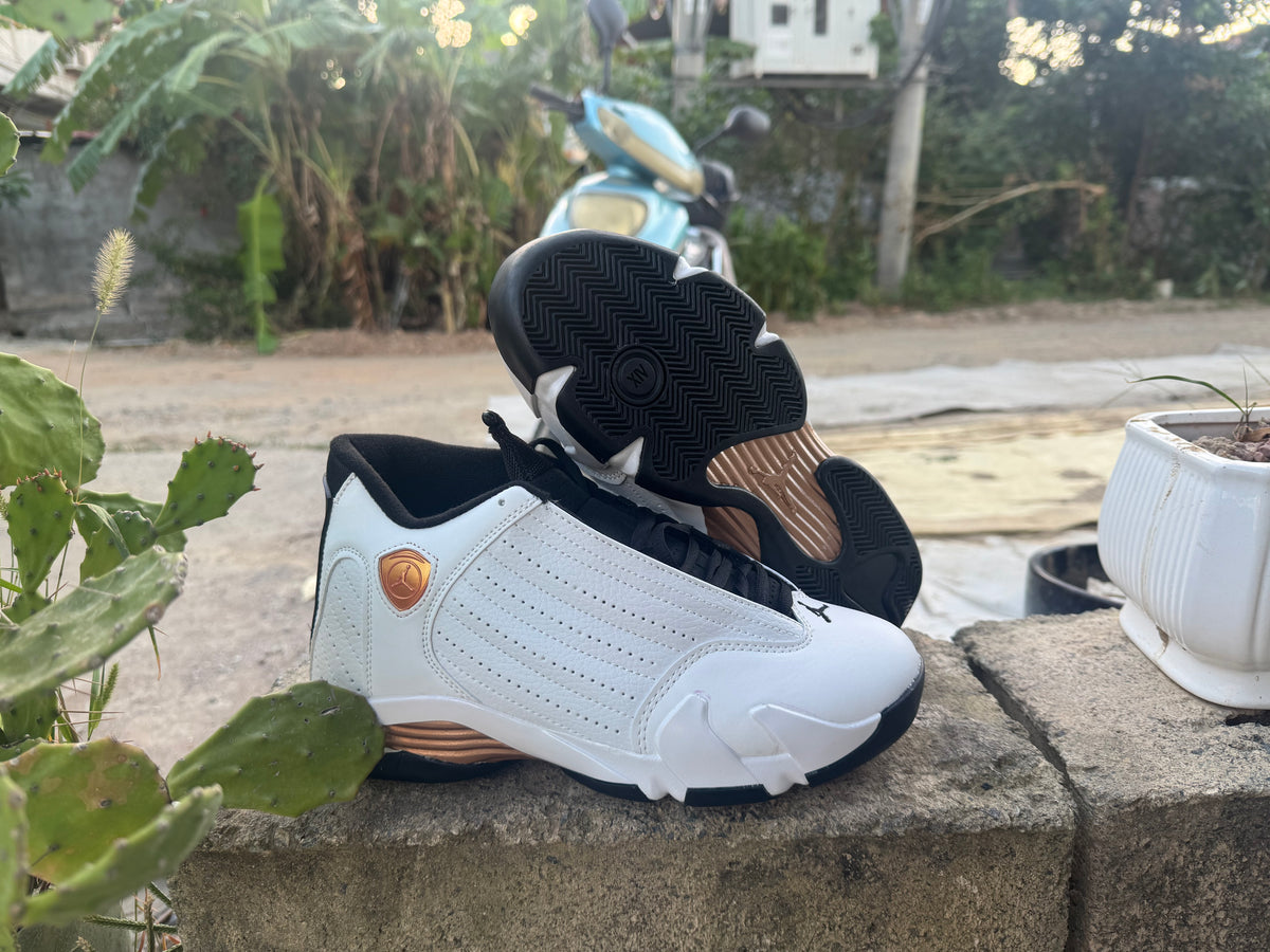 Air Jordan 14 Retro Sneakers – White & Gold