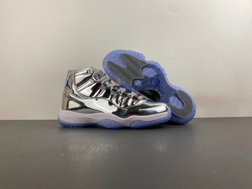 Air Jordan 11 Silver High-Top Sneakers
