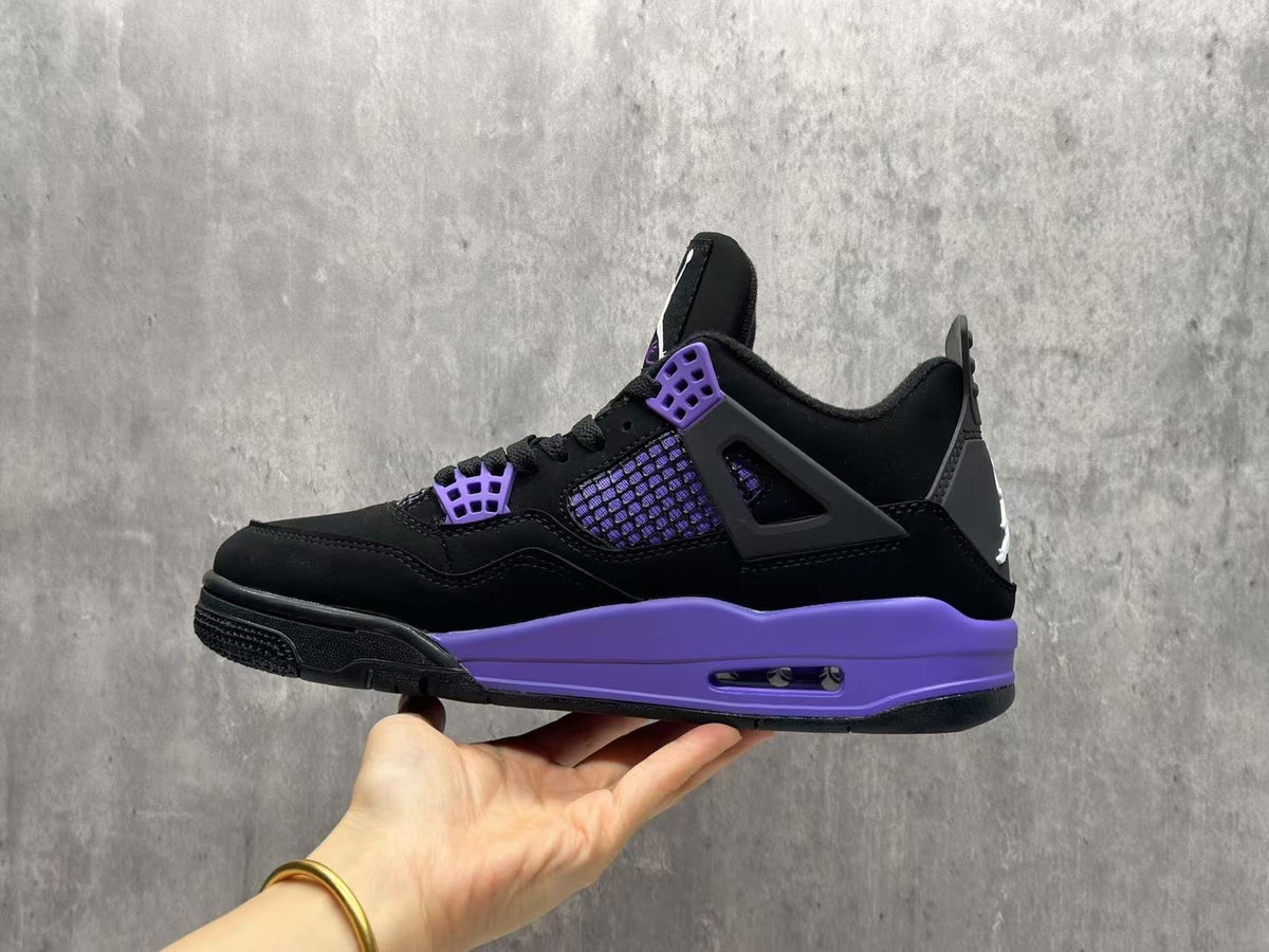 Air Jordan 4 Black & Purple Lace-Up Sneakers