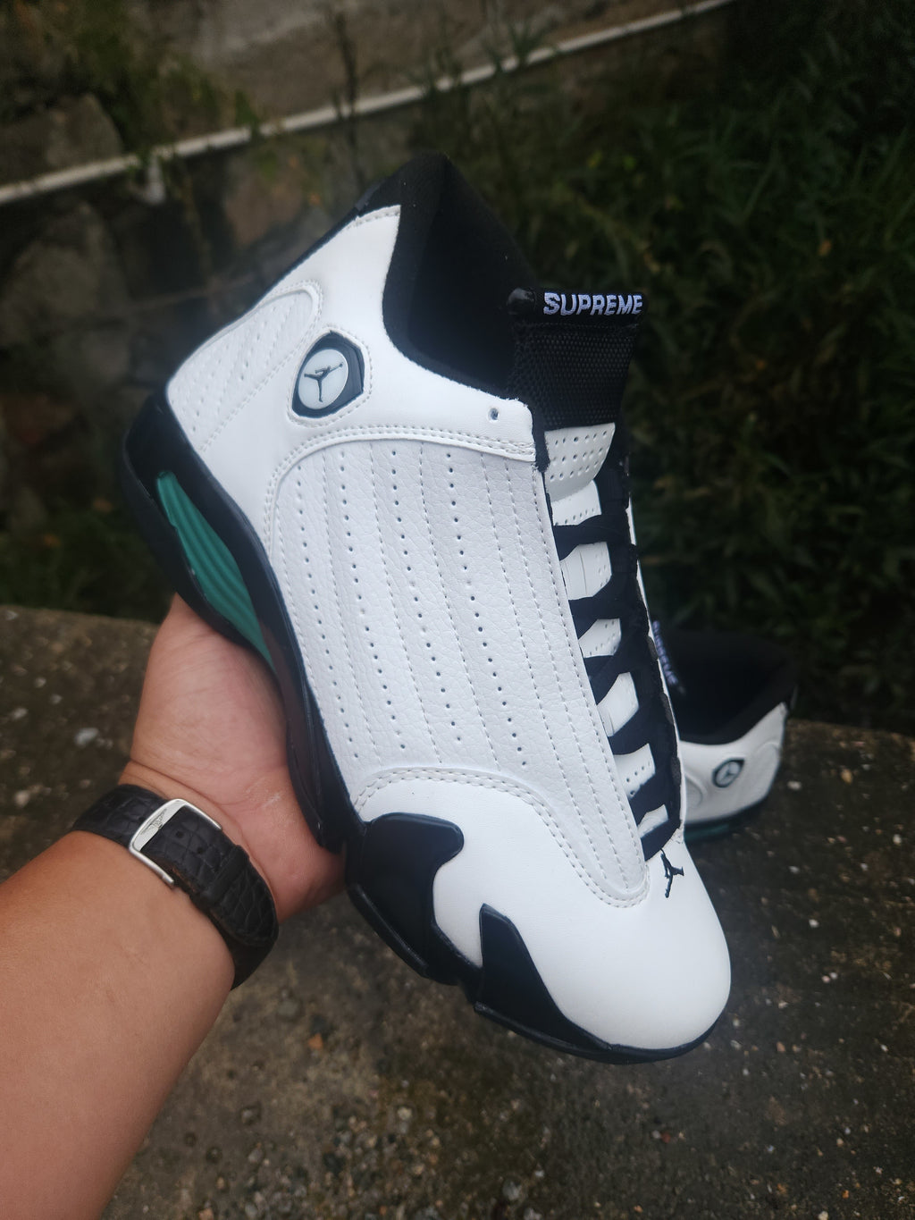Air Jordan 14 Retro Sneakers – White, Black & Green