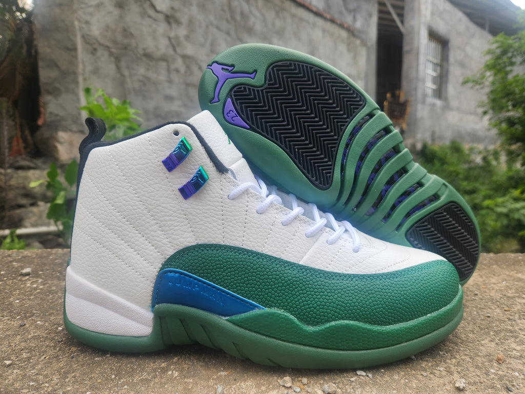 Air Jordan 12 High-Top Sneakers – White & Green